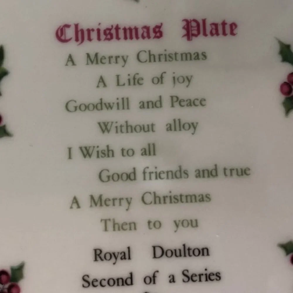 ROYAL DOULTON TABLEWARE LTD. Christmas 1978 Collectable Plate